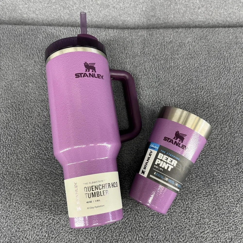 Stanley 40 oz Quencher H2.0 Tumbler Hammertone Lilac & Beer‎ Pint 16 oz Purple